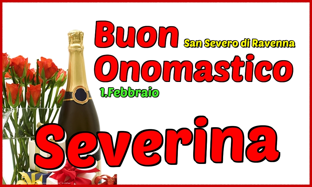 Cartoline di onomastico - Champagne | 1.Febbraio - Buon Onomastico Severina!