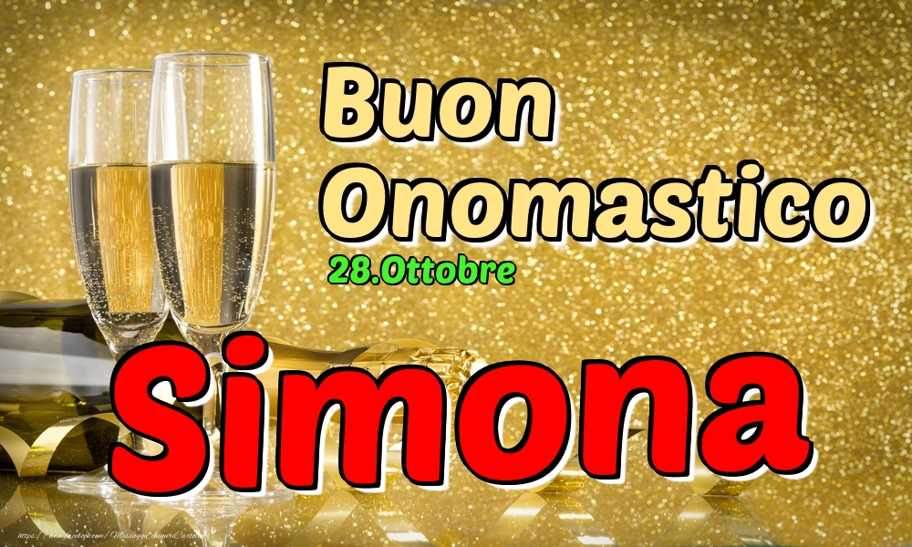 Cartoline di onomastico - Champagne | 28.Ottobre - Buon Onomastico Simona!