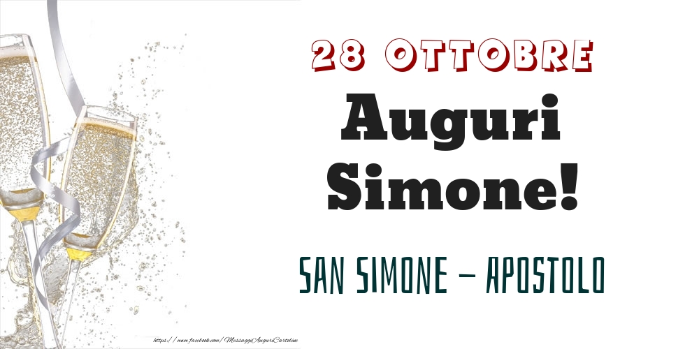 Cartoline di onomastico - Champagne | San Simone - Apostolo Auguri Simone! 28 Ottobre