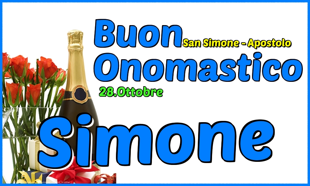 Cartoline di onomastico - Champagne & Rose | 28.Ottobre - Buon Onomastico Simone!