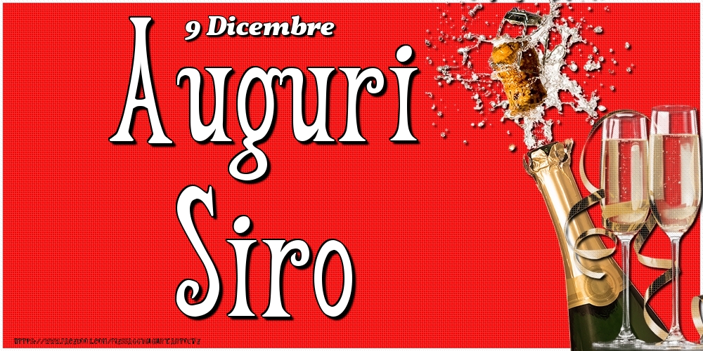 Cartoline di onomastico - Champagne | 9 Dicembre - Auguri Siro!