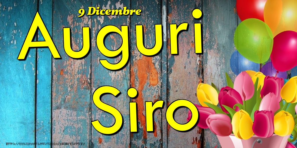 Cartoline di onomastico - Fiori & Palloncini | 9 Dicembre - Auguri Siro!