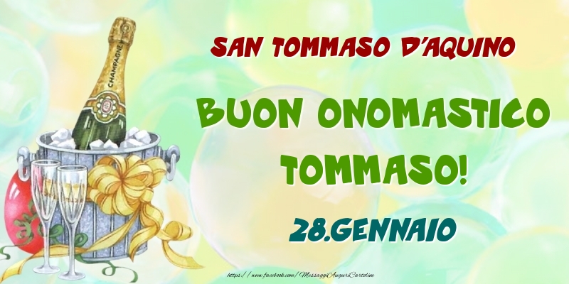 Cartoline di onomastico - Champagne | San Tommaso d'Aquino Buon Onomastico, Tommaso! 28.Gennaio