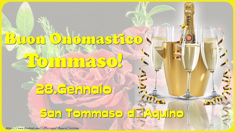 Cartoline di onomastico - Champagne | Buon Onomastico Tommaso! 28.Gennaio - San Tommaso d'Aquino