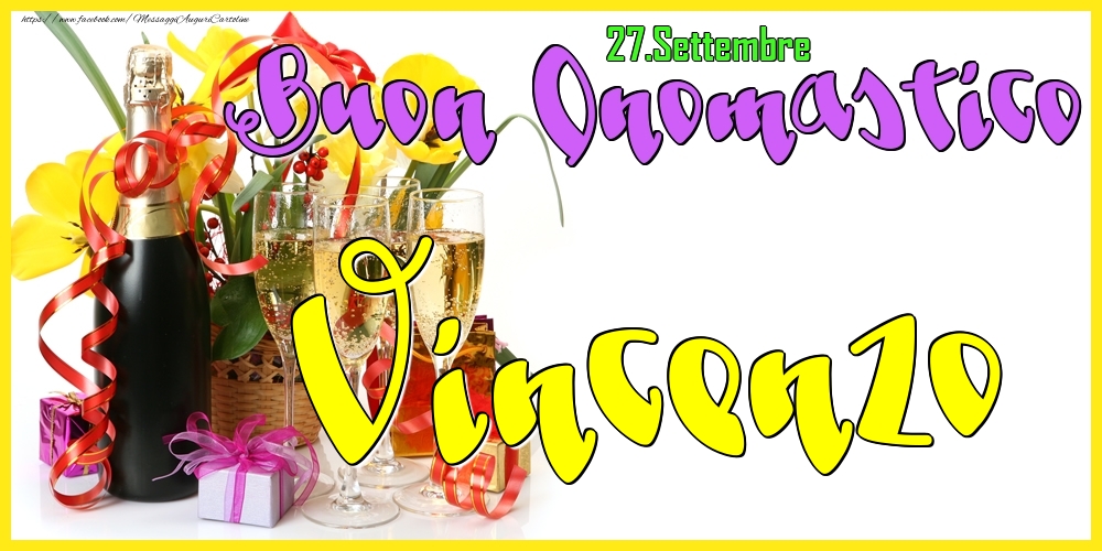 Cartoline di onomastico - Champagne | 27.Settembre - Buon Onomastico Vincenzo!