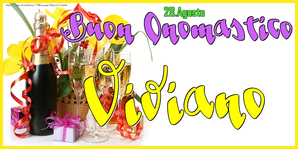 Cartoline di onomastico - Champagne | 28.Agosto - Buon Onomastico Viviano!