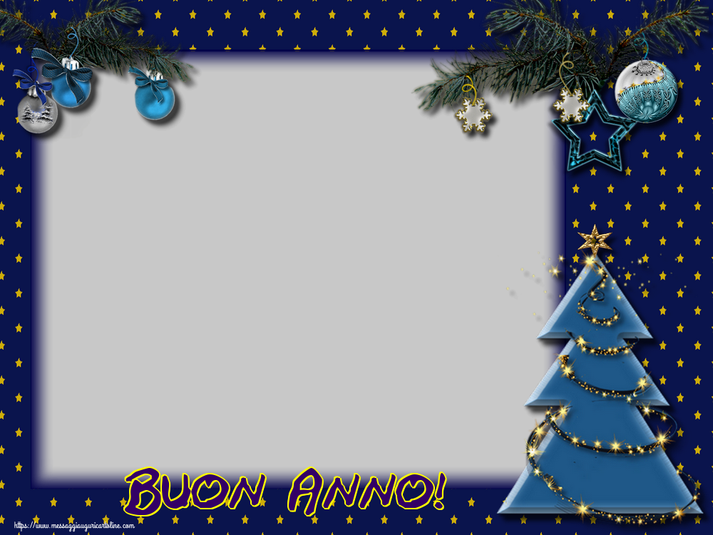Cartoline personalizzate di Buon Anno - Albero Di Natale & Palle Di Natale | Buon Anno! - Cornice foto di Buon Anno
