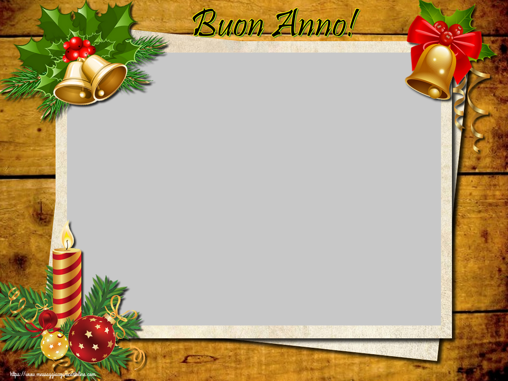 Cartoline personalizzate di Buon Anno - Candele & Palle Di Natale | Buon Anno! - Cornice foto di Buon Anno