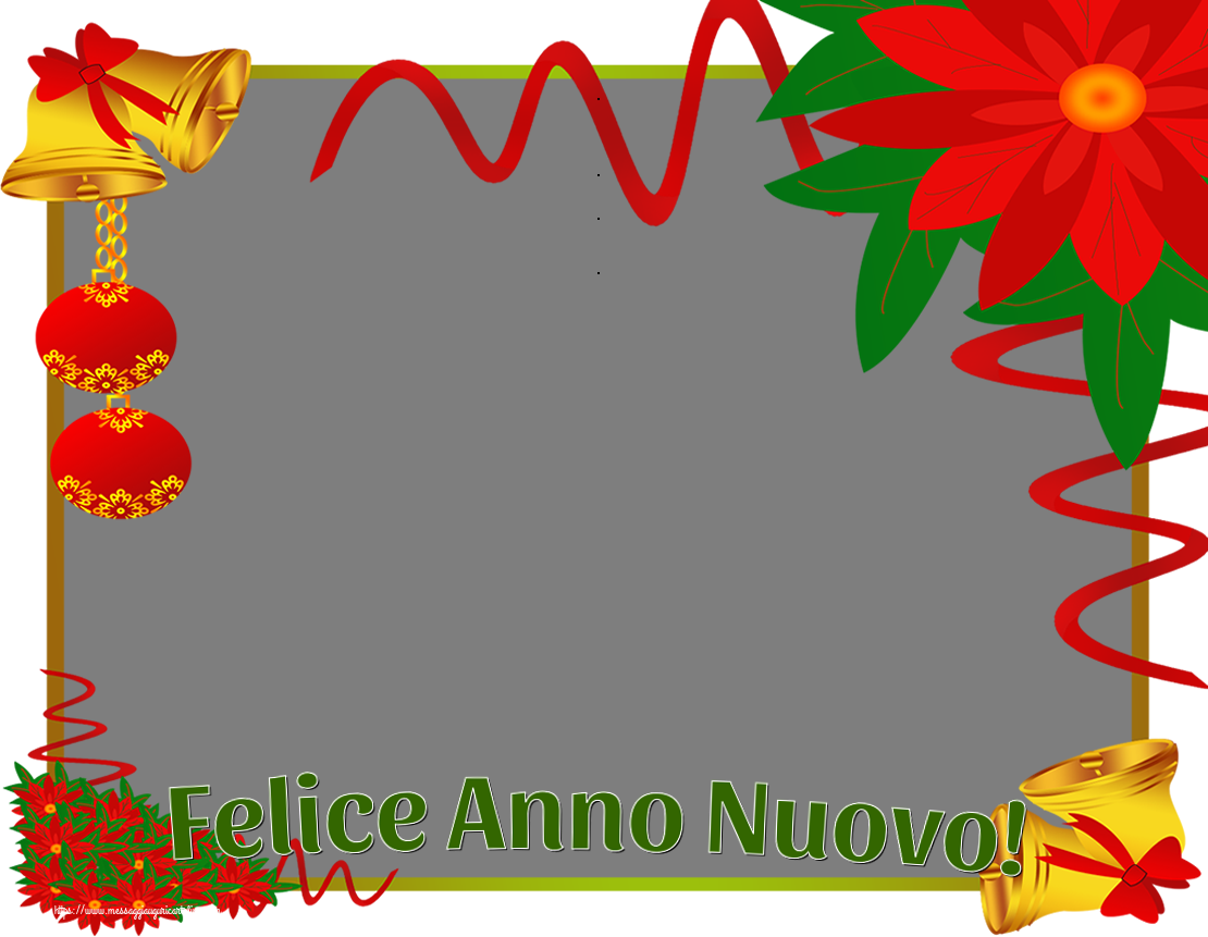 Cartoline personalizzate di Buon Anno - 🌼 Fiori & Palle Di Natale | Felice Anno Nuovo! - Cornice foto di Buon Anno