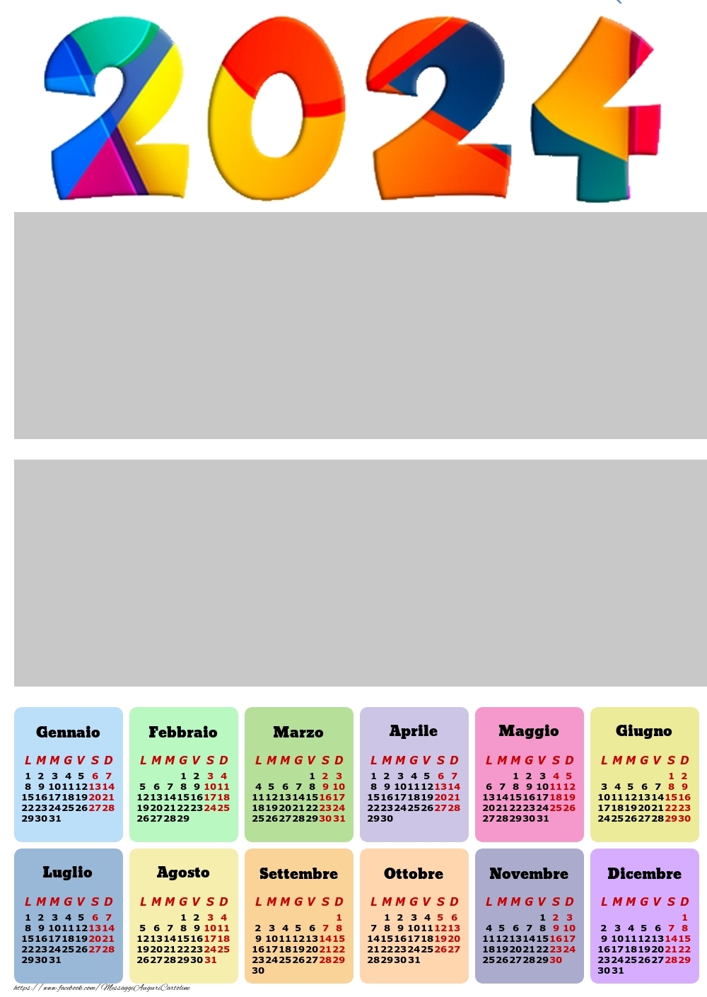 Cartoline personalizzate calendari - Calendario 2024 - Multicolor