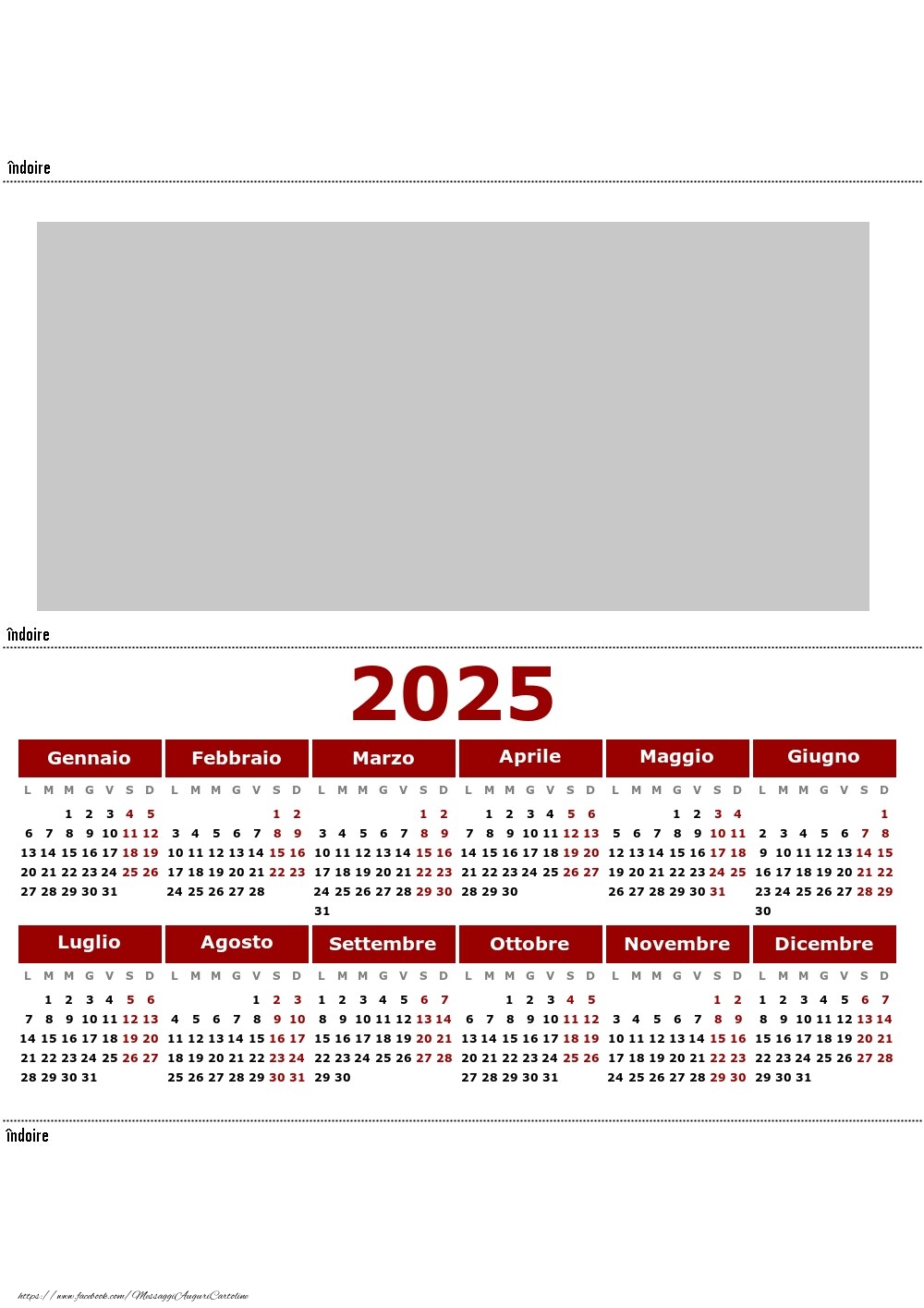 Cartoline personalizzate calendari - 2025 Calendario dell'ufficio