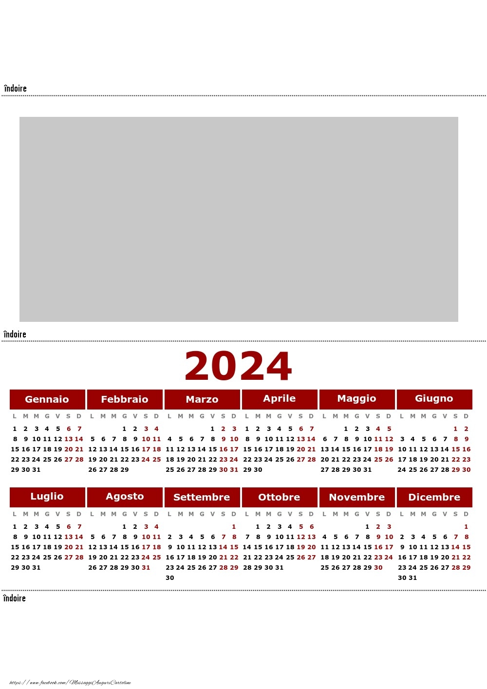 Cartoline personalizzate calendari - 2024 Calendario dell'ufficio
