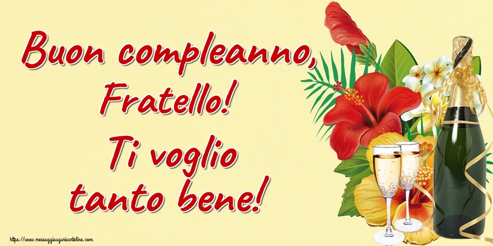 Cartoline di auguri per Fratello - Buon compleanno, fratello! Ti voglio tanto bene!