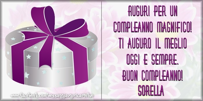 Cartoline di compleanno per Sorella - Auguri per un compleanno magnifico! Ti auguro il meglio oggi e sempre. Buon Compleanno, sorella